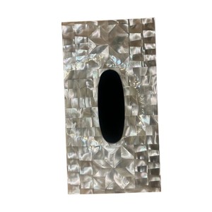 Caja de pañuelos rectangular de alta gama con incrustaciones de nácar y madera hecha a mano para decoración del hogar - Product Image 2