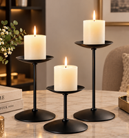 Ensemble de 3 bougeoirs modernes en métal, finition noire, support décoratif pour bougies, centre de table pour la maison, décoration de table de mariage, accent décoratif