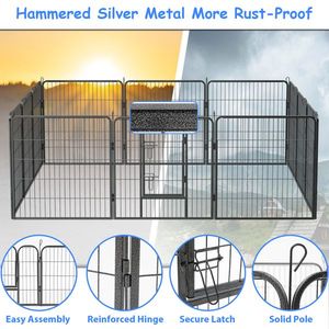 32\" Heavy Duty Outdoor Dog Playpen with Doors 12 Panels Temporary Pet Fence for Play & Exercise - Product Image 5