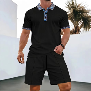 Conjunto Deportivo para Hombre 2026, Camiseta Polo con Botones a la Moda de Verano, Pantalones Cortos con Cordón, Conjunto de 2 Piezas de Algodón - Product Image 3