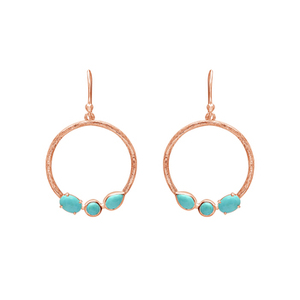 ต่างหูห้อยประดับพลอยเทอร์ควอยซ์ทรงคาโบชองเจียระไนแบบผสม ดีไซน์วินเทจ ทำจากเงินแท้ 925 สำหรับผู้หญิง - Product Image 6