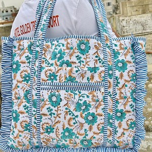 Bolso de Hombro Acolchado de Algodón al por Mayor, Bolso Tote con Estampado Floral, de Gran Capacidad, de Poliéster para Uso Diario de Mujeres - Product Image 5