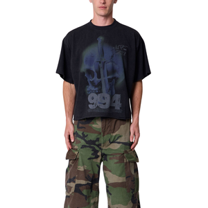T-shirt homme col rond manches courtes, motif graphique avant et arrière, coupe ample, streetwear, vente en gros, personnalisable OEM, en jersey de coton, référence 994 - Product Image 1
