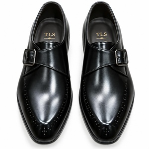 Zapatos Monk Strap de cuero negro para hombre con detalle de hebilla y punta puntiaguda - Product Image 2