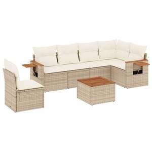 Modular Garden <b>Sofa</b> Set In Beige Pe <b>Rattan</b> Model D0100XF4JIX Outdoor Furniture Contemporary Design 6 Seater - Product Image 2