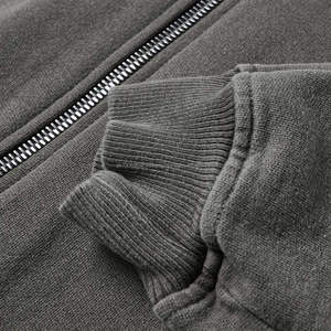 Sudadera con Capucha Lisa para Hombre, Unisex, con Logotipo Personalizado Bordado, Estilo Vintage Lavado, con Cremallera Completa y Aspecto Desgastado - Product Image 3