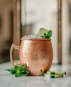 <b>Copper</b> Moscow mule cup set for refined designer refreshment <b>tables</b> hammered finish metal cups durable reusable party mugs - Product Image 5