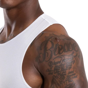 <b>Men's</b> <b>White</b> Mesh Tank Top Breathable Sleeveless Athletic <b>Vest</b> Lightweight Gym Workout Training Summer Activewear Wear - Product Image 3