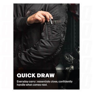 Chaqueta bomber informal para hombre, para otoño e invierno, con cremallera, resistente al viento, acolchada, estilo MA-1, con bolsillo utilitario. - Product Image 6