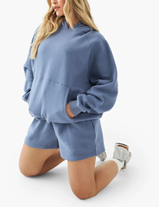 Conjunto de 2 Piezas Personalizado al por Mayor, Conjunto de Shorts Holgados para Mujer, 100% Algodón Transpirable, Ropa Femenina de Moda Urbana - Product Image 2