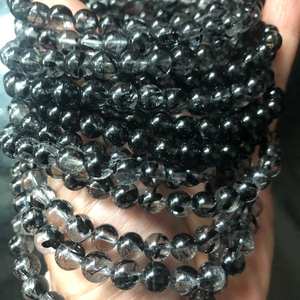 Perles de quartz rutile noir aciculaire naturel, perles rondes en vrac pour la fabrication de bijoux et artisanat DIY - Product Image 5