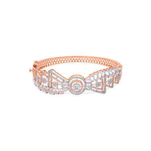 Luxury Women's 14K Rose Gold Lab Grown Diamond Classic <b>Bangle</b> <b>Bracelet</b> with Multi-Row Mesh and Circular Clasp Design - Product Image 2