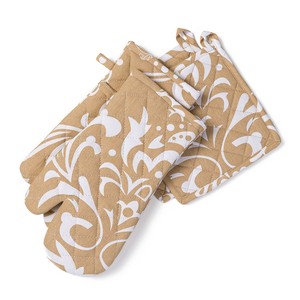 100% Cotton Modern Style Woven Oven Mitts Gloves Pot Holders Heat Resistant Waterproof Dishwasher Safe <b>Digital</b> Printed Food - Product Image 3