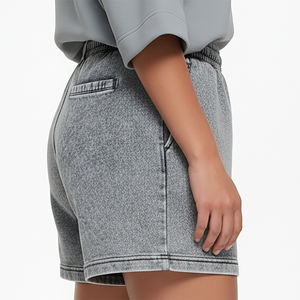 Shorts amples respirants style streetwear délavés à l'acide pour femmes, prix de gros abordable, avec logo brodé personnalisé, shorts hip-hop - Product Image 5