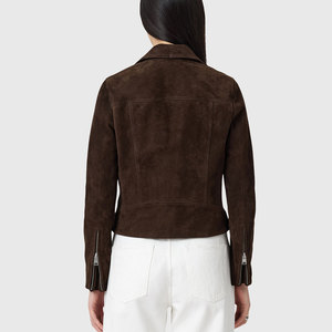 เสื้อแจ็คเก็ตหนังแฟชั่นผู้หญิงแบบครอปสำหรับฤดูหนาว  แบบมีซิป - Product Image 2