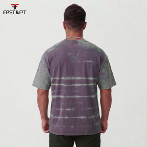 T-shirt en tissu 100 % coton délavé à l'acide avec logo pour homme, personnalisé, en tissu satiné épais, séchage rapide, vente en gros - Product Image 5