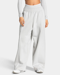 Women's <b>Silver</b> Grey Printed Casual Oversized Hoodie Pants Tracksuit Set with White Piping Baggy Fit 100% Cotton - Product Image 5