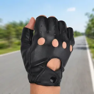 Leather Half <b>Finger</b> <b>Gloves</b> Wrist Length Breathable Unlined Sporty Style for Cycling Spring Summer Use - Product Image 5