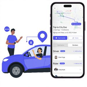 Développement d'une application de taxi-partage intelligent avec correspondance des conducteurs en temps réel, réservation de trajets et gestion des voyages via un tableau de bord - Product Image 1