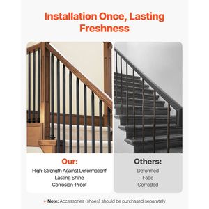 Set da 31 Pezzi di Balaustre e Perni per Ringhiera in Acciaio al Carbonio da 44 Pollici, Resistenti alla Corrosione, per Interni - Product Image 2