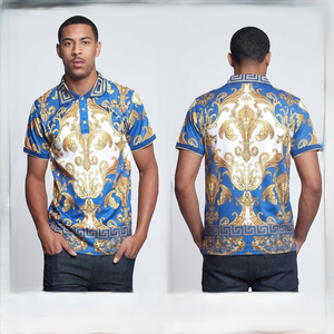 เสื้อโปโลพรีเมียมสำหรับผู้ชาย ลายทาง ผ้าฝ้ายออร์แกนิค แห้งเร็ว แขนสั้น พิมพ์ลายบาโรกความละเอียดสูง - Product Image 4