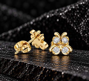 Pendientes de Diamantes Cultivados en Laboratorio con Corte Redondo, Oro de 14K/18K, Diseño de Mariposa con Cuatro Piedras de Diamante, 0.36CT DEF VVS, Joyería Elegante para Novias, ODM - Product Image 1