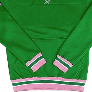 Sudadera de algodón de alta calidad de chenilla bordada personalizada de la Universidad sudadera verde y rosa con parche de chenilla personalizada - Product Image 3