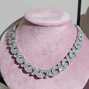 Cadena Cubana de Plata 925 con Incrustaciones de Moissanita de 14MM, Estilo Hip Hop, Chapada en Rodio/Oro/Oro Rosa - Product Image 1