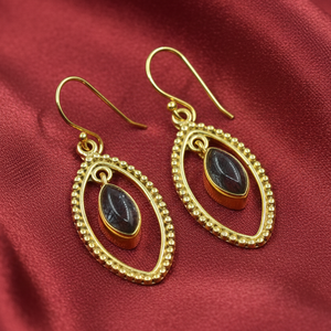 ต่างหูเงินแท้ 925 ประดับควอตซ์สีดำรูทิเลเต็ด งานแฮนด์เมด สไตล์โบโฮ ต่างหูห้อยประดับอัญมณี ของขวัญคริสต์มาสสำหรับเธอ - Product Image 3