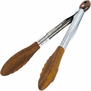 Pinces en bois pour la cuisine, la salade, le service des aliments, la grillade - 9 pouces - Ensemble de 1 pince en bois d'acacia - Product Image 1