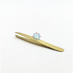 Pinzas para Cejas Chapadas en Oro con Punta Inclinada, Estilo Clásico, Duraderas, Ligeras, para Uso Profesional - Product Image 4