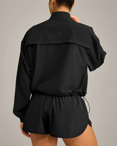 Top Selling Custom Logo Black <b>Women</b> <b>Jacket</b> & Pant Four-Way Stretch <b>Women</b> Tracksuits <b>Lightweight</b> Sweat-Wicking <b>Womens</b> Jogging Set - Product Image 3