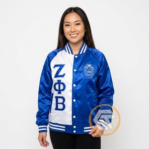 Chaqueta Universitaria Personalizada Zeta Phi Beta de GREEK TREASURES, de Alta Calidad, Transpirable, con Letras Bordadas en Satén - Product Image 4