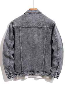 New Arrival High Quality Men's Vintage Style <b>Denim</b> <b>Jackets</b> Stylish Embossed Nylon Fur Decoration Men's <b>Jackets</b> - Product Image 2