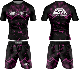 Ensemble Rashguard Premium pour hommes, haut de compression à manches courtes et short MMA, uniforme de combat à séchage rapide pour l'entraînement BJJ - Product Image 5