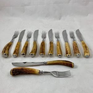 Classic Design Stainless Steel Mirror Polish <b>Flatware</b> <b>Set</b> with Bone Horn Handles Portable for Party Use Dining Table - Product Image 1