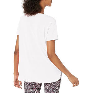 T-shirts pour femmes True Comfort en gros – Coton et fibre de bambou respirants, écologiques, à ourlet ovale uni, manches courtes, col rond, fins - Product Image 4