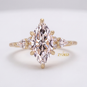 Impresionante Anillo de Compromiso con Diamante Cultivado en Laboratorio, Corte Marquesa, Plata 925, Diseño Elegante, Joyería de Moda para Novia - Product Image 4