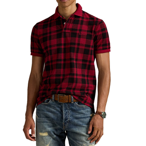 Hot Sale Men's <b>Classic</b> Fit Plaid Knitted Mesh for Shirt Custom Logo Embroidery Breathable Short Sleeve Casual for Top - Product Image 1