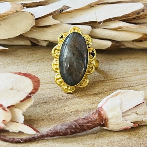 Unique Latest Labradorite Brass <b>Ring</b> 18k <b>Gold</b> Plated <b>Cocktail</b> Floral <b>Ring</b> Statement Gemstone Vintage <b>Ring</b> Women Wholesale <b>Ring</b> - Product Image 1