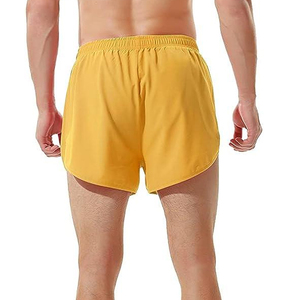 Shorts de course pour homme, couleur unie, séchage rapide, taille mi-haute avec poches zippées, style sportif, tissu tricoté 100% polyester - Product Image 3