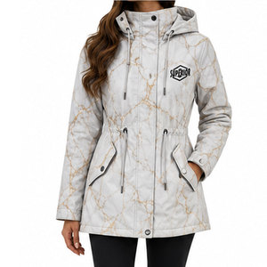 Manteau parka élégant pour femme avec capuche, silhouette longue, coupe respirante et coupe-vent pour un usage décontracté - Product Image 1