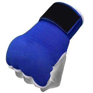 Vendas de gel para manos y guantes interiores de boxeo azules con ribete blanco - Product Image 2