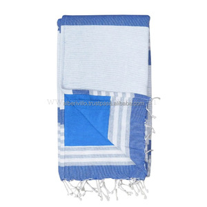 Serviette Fouta en coton tissé éponge de qualité supérieure, séchage rapide, écologique, compressée, à rayures, pour la plage, le spa et la salle de bain - Product Image 4