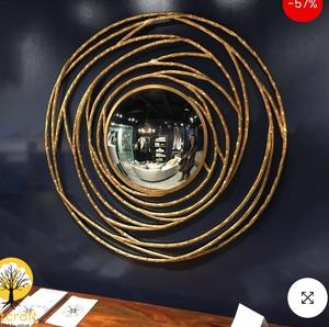 Handmade Rattan <b>Round</b> <b>Wall</b> <b>Mirror</b> Bohemian Decorative Frame Golden Finish for Living Room Bedroom - Product Image 6