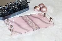 Elegantes Art-Deco-Tablett mit vertikalem Blumenmuster, rechteckig, multifunktional, berührungsempfindlich, aus rosa Epoxidharz, MT Exports für Weihnachten