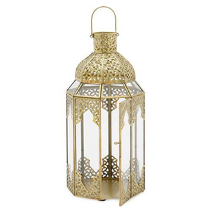 Lustrous polished <b>gold</b> square metal <b>lantern</b> with a classic pyramid roof dome, available at wholesale prices. - Product Image 3