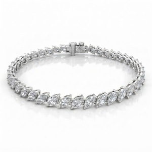 Fashion Bangle 18K Solid Gold 2.5ct E VVS Lab Grown Diamond 5X3mm Marquise cut Tennis Bracelet for Women Wedding Bridal Bracelet - Product Image 5