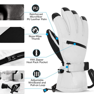 Gants de ski et de snowboard d'hiver pour hommes, légers, en cuir, imperméables, antidérapants - Product Image 2
