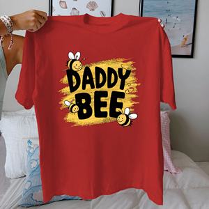 Camiseta con estampado informal de DADDY BEE para mujer, ajuste cómodo, tela de punto de algodón puro 100% - Product Image 4